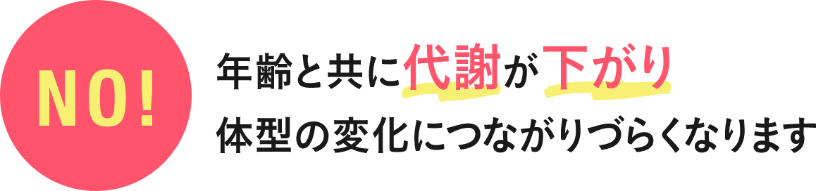 年齢と共に代謝が下がり
体型の変化につながりづらくなります