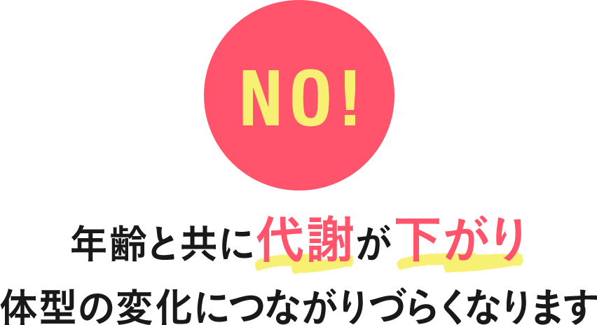 年齢と共に代謝が下がり
体型の変化につながりづらくなります