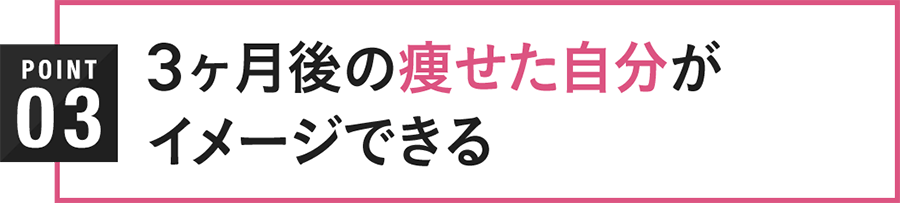 POINT01 3ヶ月後の痩せた自分がイメージできる